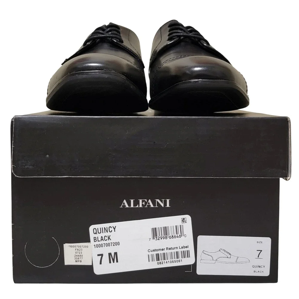 Alfani Men Cap Toe Derby Oxfords Quincy Size US 7M Black Faux Leather